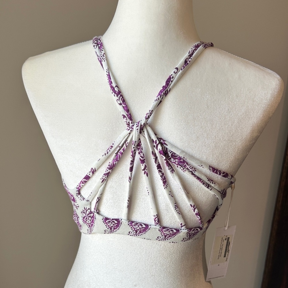 NWT Spiritual Gangster White and Purple Paisley Crop Top - Picture 5 of 7